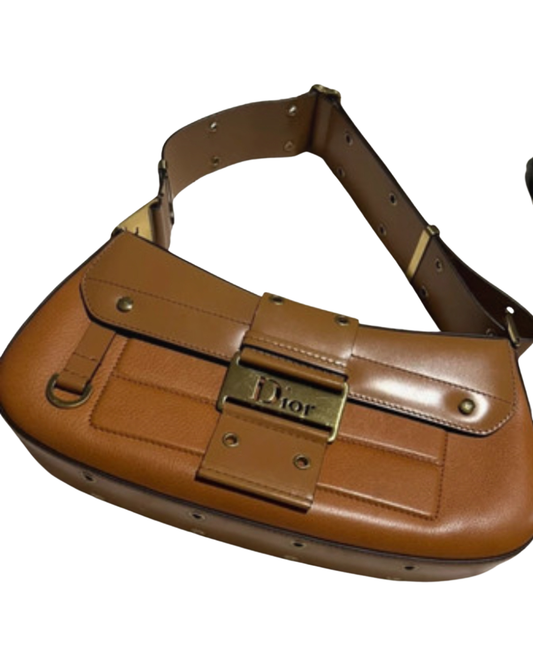 Christian Dior Street Chic Shoulder Bag Tan Leather Vintage Dior Bag