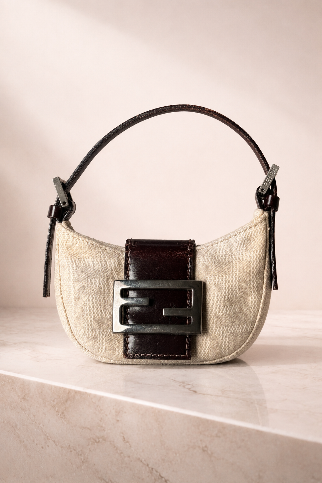Fendi Mini Croissant Zucca Canvas Shoulder Bag Vintage Y2K