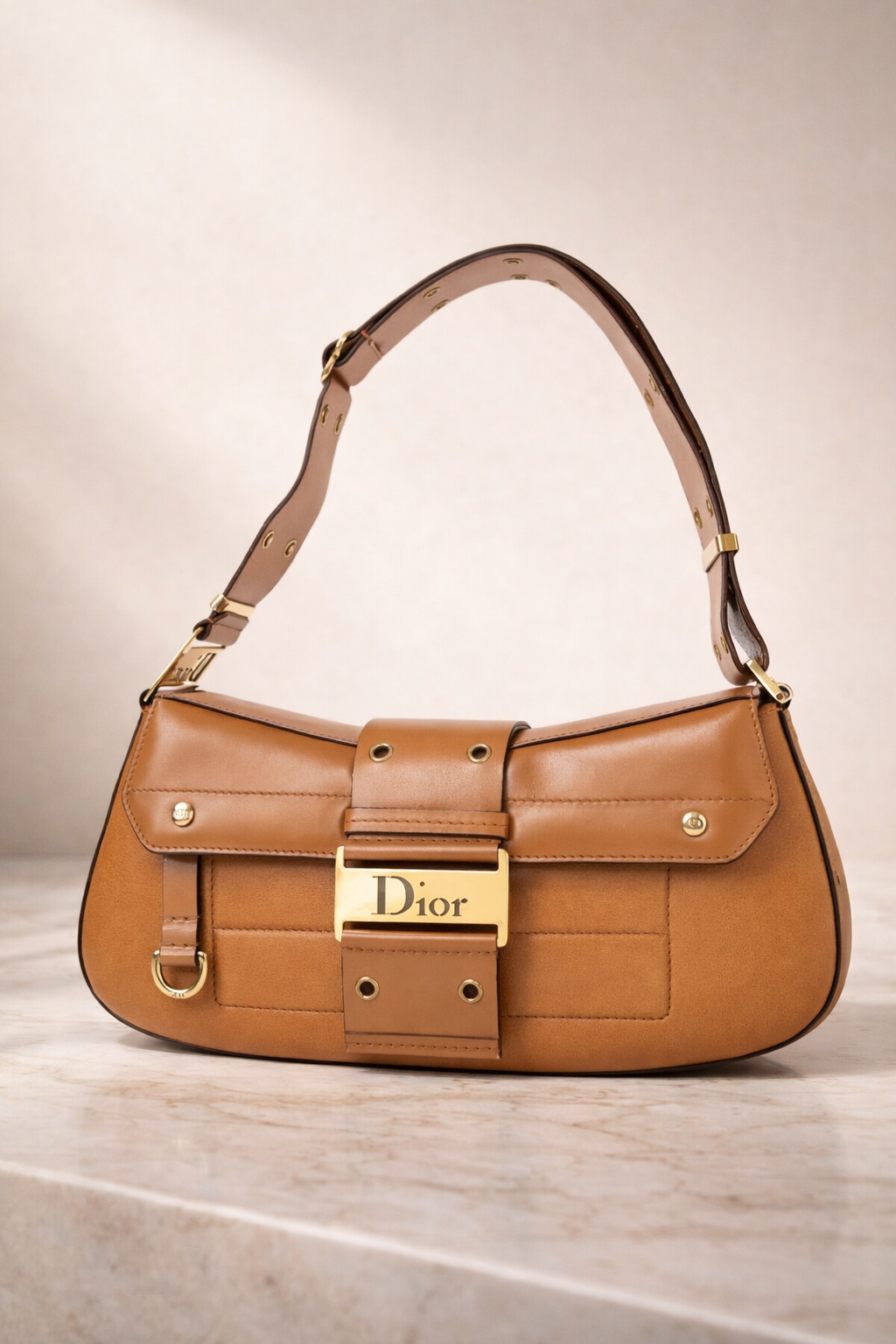 Christian Dior Street Chic Shoulder Bag Tan Leather Vintage Dior Bag