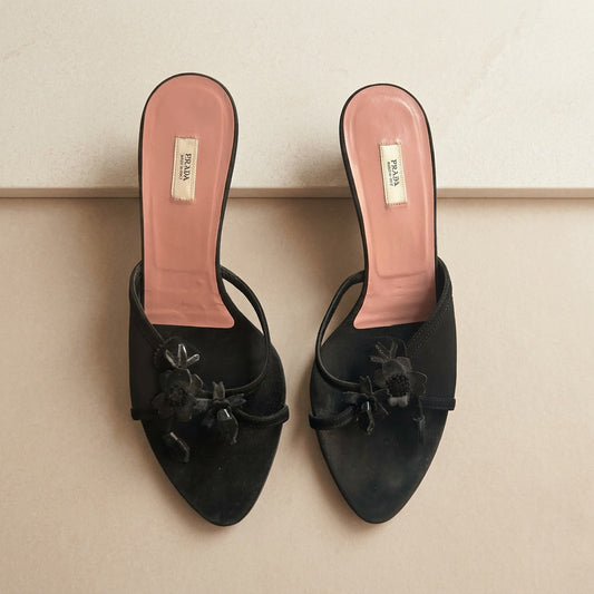 Rare Vintage Prada Satin Floral Heels EU 39 | Y2K Dream Pair