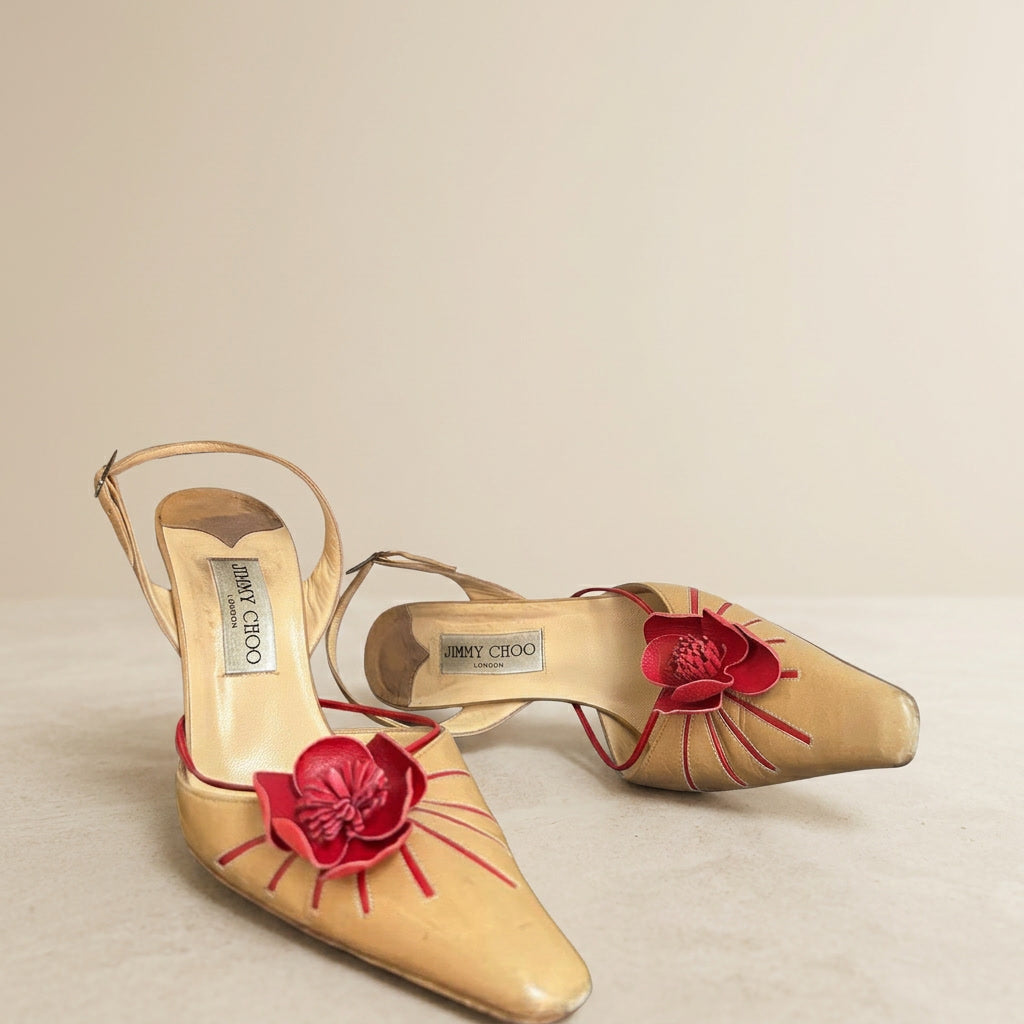 Jimmy Choo Floral Slingback Heels EU 38.5 | Authentic | Rare