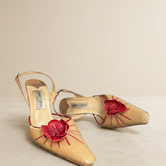 Jimmy Choo Floral Slingback Heels EU 38.5 | Authentic | Rare